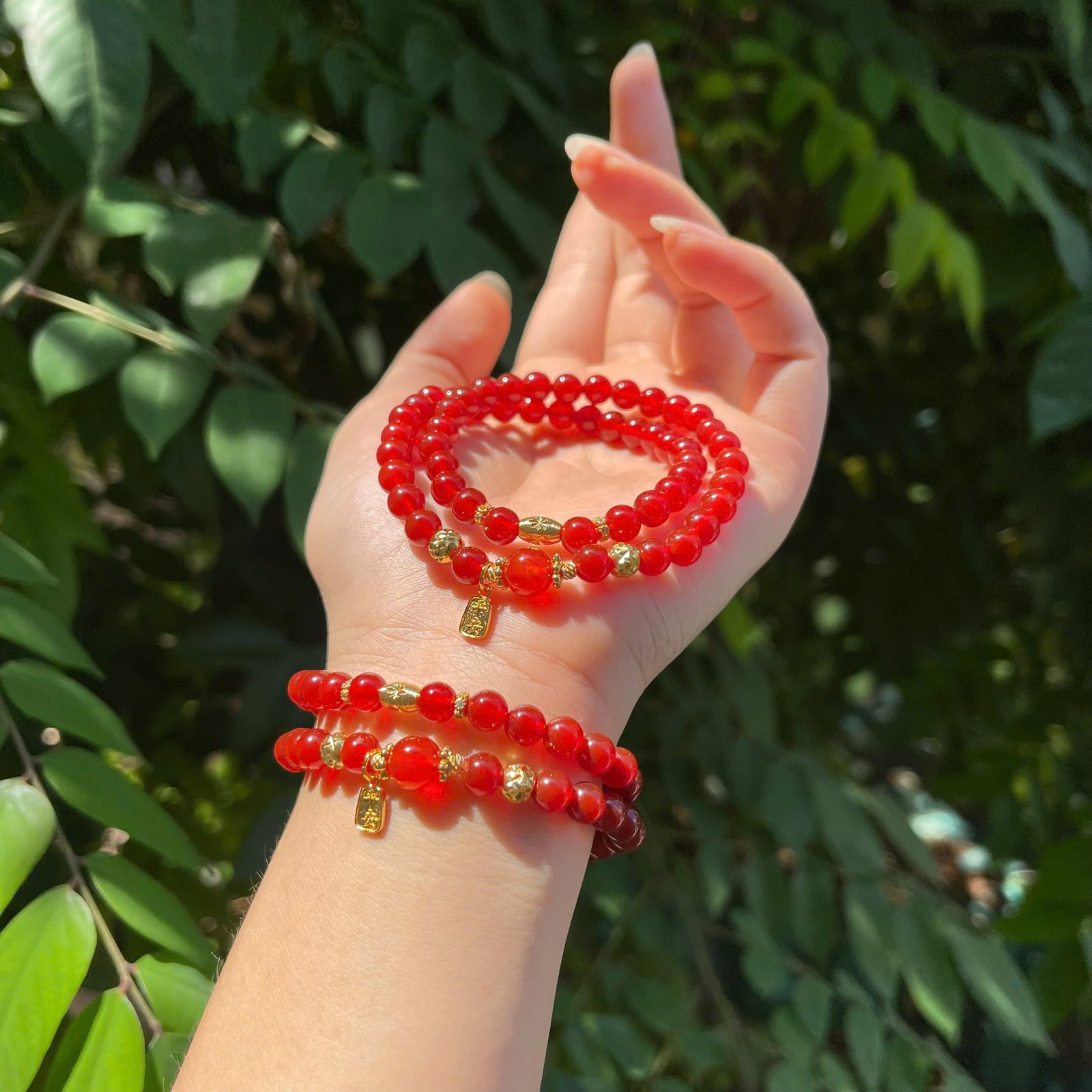 ❤️ VÒNG QUẤN 2 MÃ NÃO ĐỎ MIX CHARM TITAN CAO CẤP ❤️